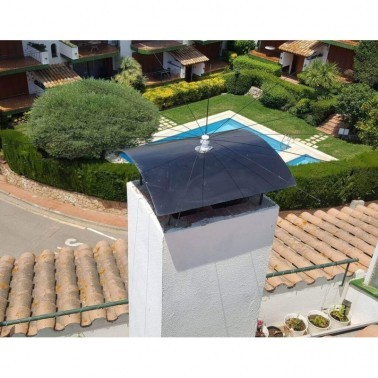 Aerial View of the Eolo Bird Spider Installed on House Chimney