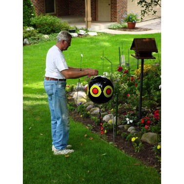 Scarecrow Balloon Scare Eyes installed in garden