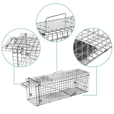 Folding Trap Cage Close-Up on Automatic Closing Door, Handle, and Pedal