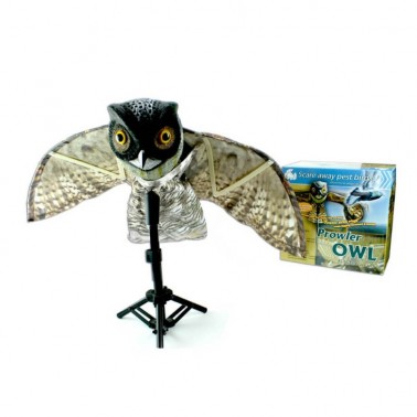 Scarecrow Owl - Prowler Owl Installed on Pole with Packaging