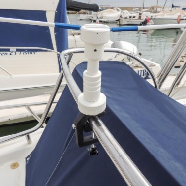 StopGull Air Installed on Boat Handrail with Clamp Support for Handrails