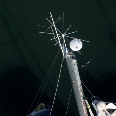 StopGull TopMast installed on boat - Aerial View