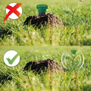 Do not place the repeller directly on the mounds of earth created by moles or voles