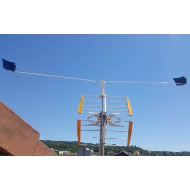 Installation of the Scarecrow for Antenna on the Roof of a House - Front View